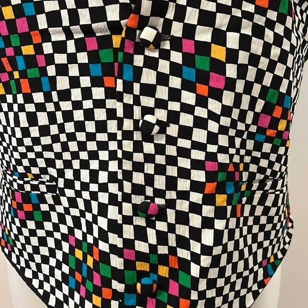 Brandon Michael Vest Medium Multicolored Optical Illusion USA Made